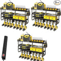 3 Pack Power Tool Organizer Wall Mount with Charging Station, 8 Outlet Power Strip & 4 Layers Storage Rack with 8 Drill Holders for Cordless Tools, Heavy Duty Utility Racks for Garage Workshop