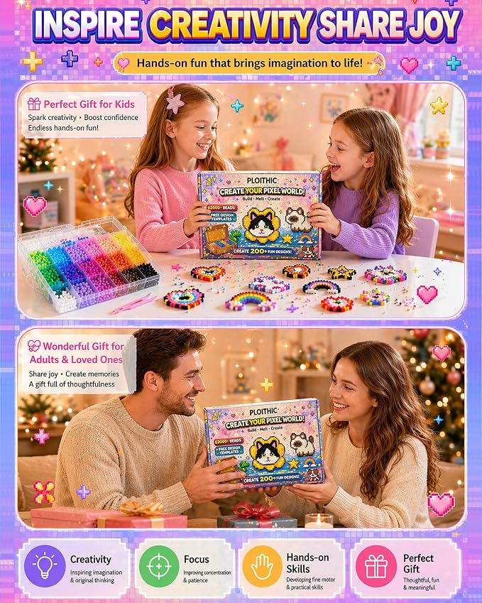 Fuse Beads Kit 2.6mm Mini Beads, Mini Iron, Tweezers & 200+ Patterns, Pixel Art - Image 7