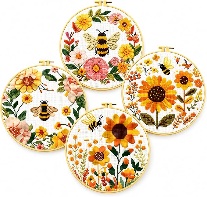 Zhenqing Bee & Flower Garden Cross Stitch Kit by ZhenqingHomeFlagship