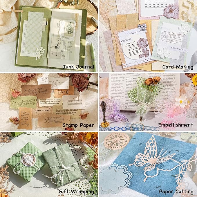 96 Sheets Textured Scrapbook Paper and Mesh Fabric Assorted Set - Image 6