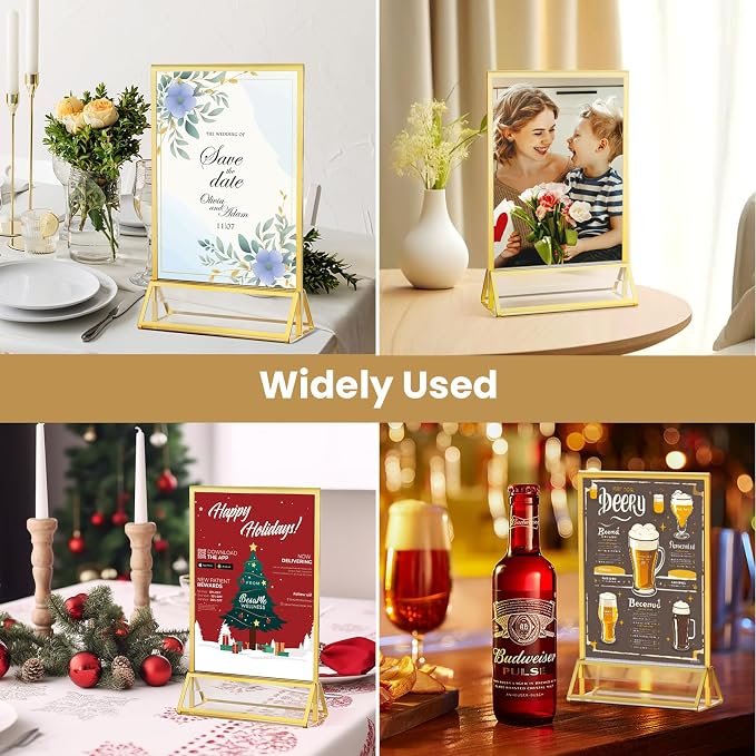 6PCS Acrylic Sign Holder 8.5X11 Double-Sided Gold Frames | Gold Picture Frames - Image 7