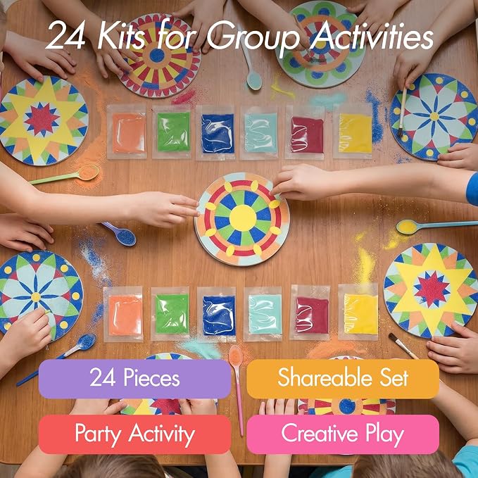 Podzly Sand Painting Mandala Coloring Craft Kits 24 Piece – Self-Adhesive Sand - Image 7