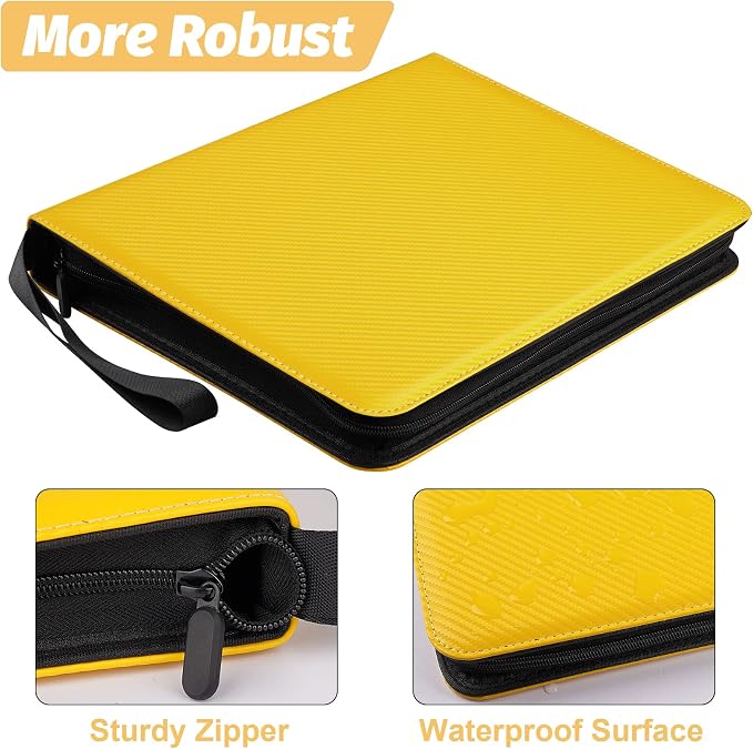 GERMUN 3 Ring 9 Pocket Zipper Card Binder, 720 Double Sided Standard PU Trading - Image 6