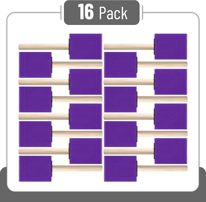 Bates- Foam Paint Brushes, 16 Pack, Violet Sponge Brushes - Image 2