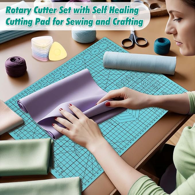 Rotary Cutting Mat and Tools Set, Audab 45mm Fabric Cropping Cutter Wheel - Image 2