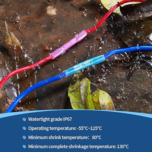 1000 Pcs Blue Heat Shrink Butt Connectors, 16-14 AWG Marine Grade Insulated Crimp Electrical Connectors, Terminals Splices for Automotive, Marine, Industrial, Home