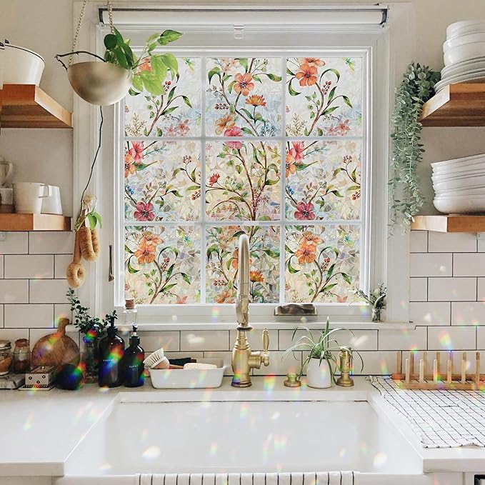 Ranzdn Window Privacy Film, Stained Glass, Static Cling, 29.5" x 78.7" | No - Image 4