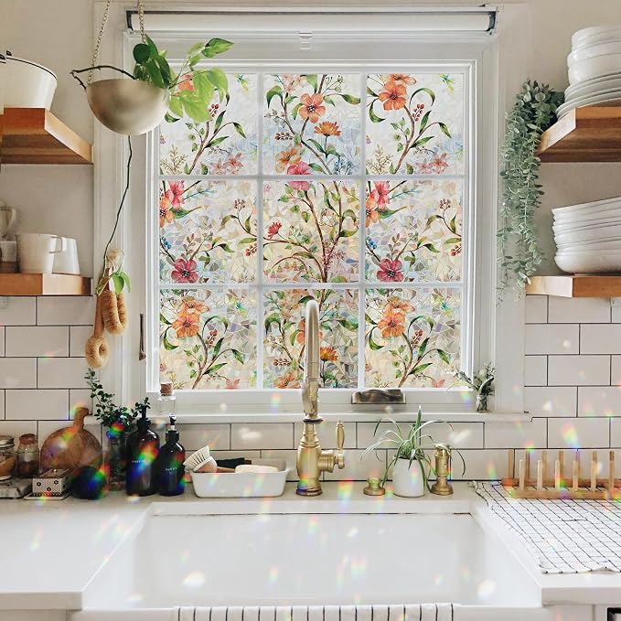 Ranzdn Window Privacy Film, Stained Glass, Static Cling, 35.4" x 78.7" | No - Image 4