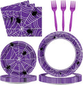 Qyeahkj 100 Pcs Halloween Birthday Party Supplies Paper Plates and Napkins Set by Qyeahkj