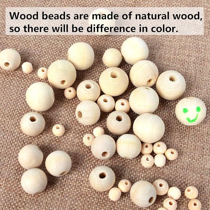 500pcs 8MM Wood Beads Natural Unfinished Round Wooden Loose Beads Wood Spacer - Image 6