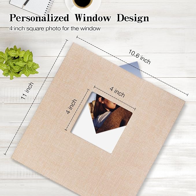 potricher Large Photo Album Self Adhesive 4x6 5x7 8x10 Pictures Linen Cover 80 - Image 2