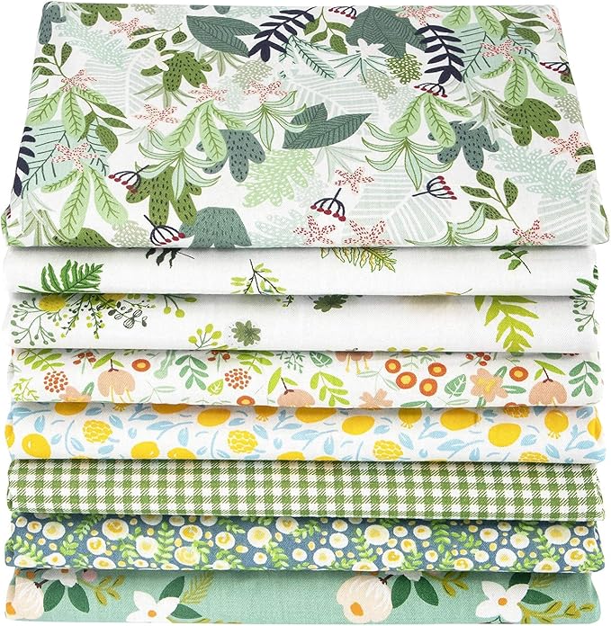 Aubliss 8pcs Fat Quarter Fabric Bundles 20'' x 20'' Cotton Craft Fabric Pre-Cut by Aubliss