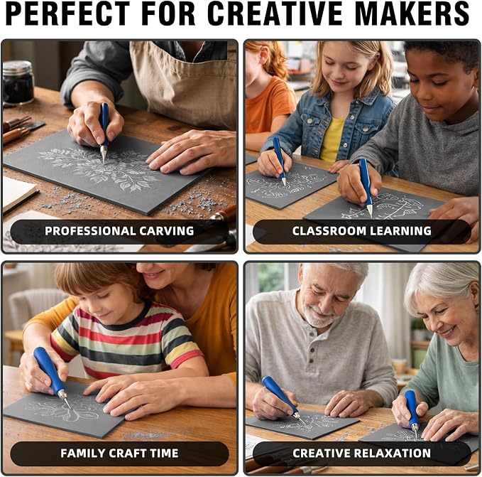 Falling in Art 8 * 10 Linoleum Carving Blocks, 8 Pack Soft Stamp Rubber Blocks - Image 4