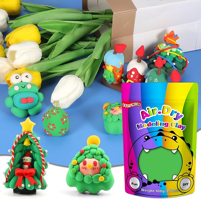 ifergoo Green Air Dry Clay, DIY Creative Modeling Clay - Image 5