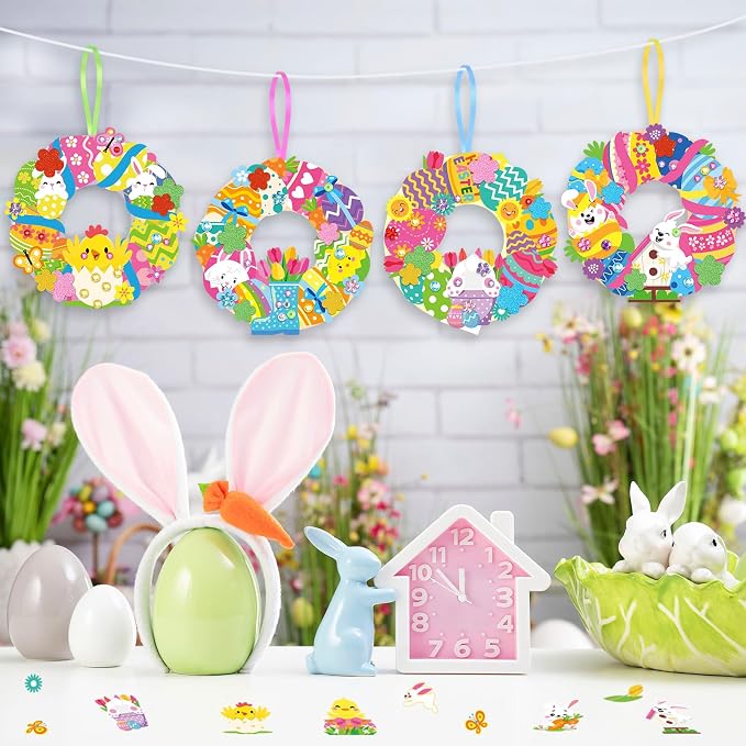 Hollowfly 48 Sets Easter Wreath Craft Kits DIY Wreath Hanging Ornaments Make - Image 5