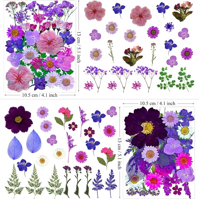MIKIYA 54Pcs Purple Pressed Dried Flowers - Image 6