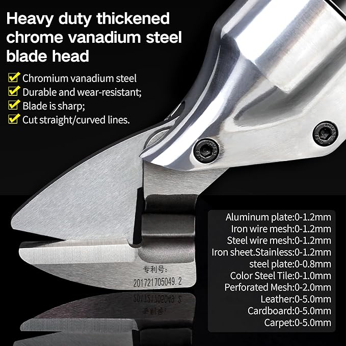 IZIO 21V Brushless Cordless Metal Shear Black- Heavy Duty 360° Rotating Cutter for Stainless Steel, Iron Plate, Aluminum (0-1.2mm), Leather, Carpet, Cardboard(Up to 5mm)Makita 21V Battery Compatible.