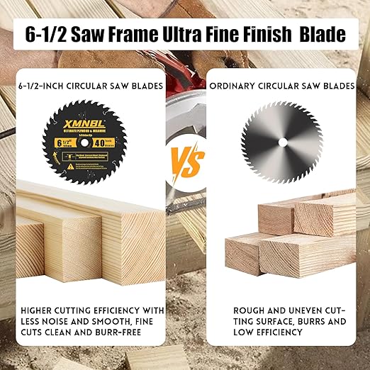 6-1/2 Inch Circular Saw Blade 40 Teeth,6-1/2 Saw Frame Ultra Fine Finish Circular Saw Blade,Compatible with for DEWALT,Makita,Skil Circular Saw,for Cutting Lumber,Plywood Material,5/8 Inch Arbor