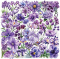 50pcs Purple Flower Transparent Stickers by YOKSAS