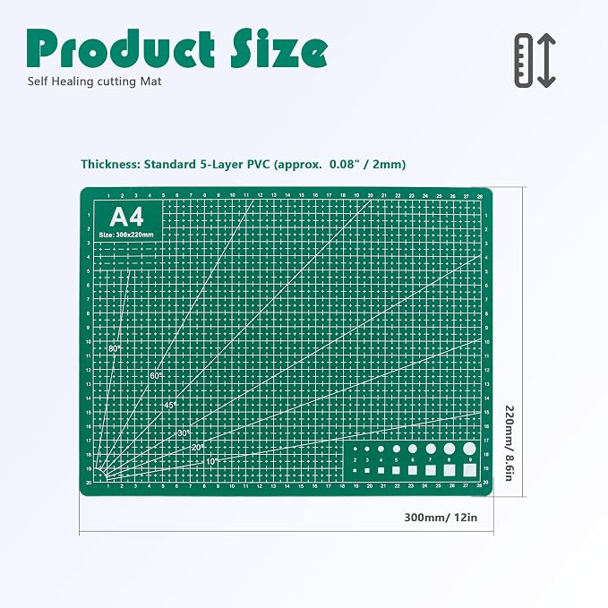 2 Packs Cutting Mats, A4 12'' x 9'' Double Sided Cutting Mat, Non-Slip 5 Layers - Image 2