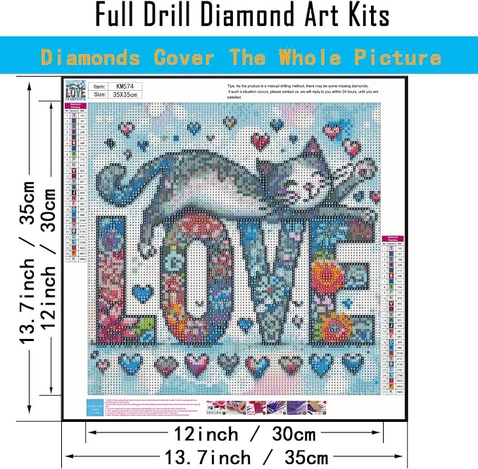 CHWGLFGG 5D Diamond Art Kits for Adults Beginners, Love Cat Diamond Painting - Image 5