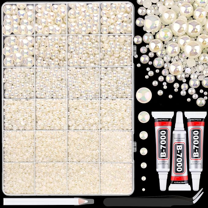 13000Pcs Flatback Pearls for Crafting, Bedazzling Bead for DIY Crafts Clothing by TINKRSTUFF