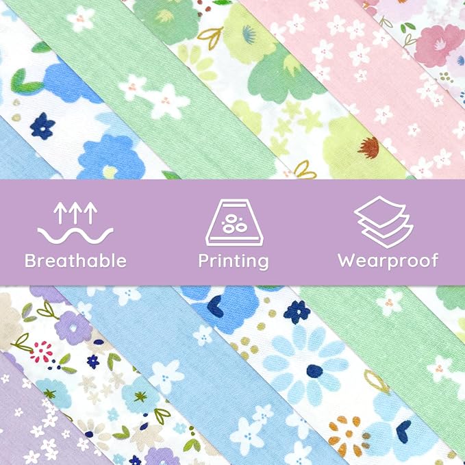 Aubliss 8pcs Fat Quarter Fabric Bundles Quilting Cotton Craft Fabric Pre-Cut - Image 5