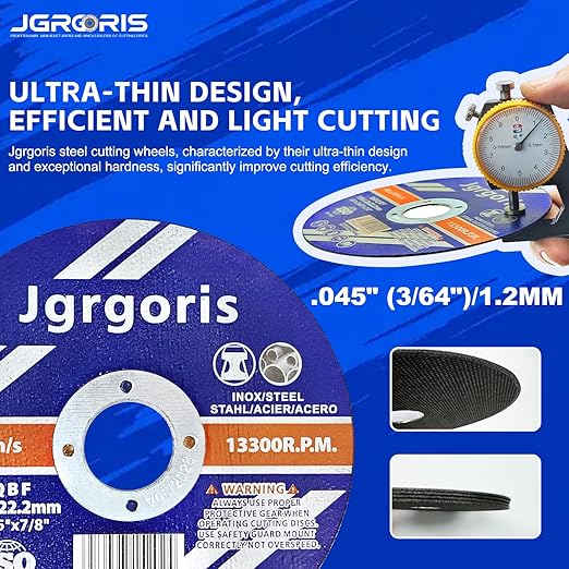 Cut Off Wheels 4-1/2", 100 Pack Angle Grinder Cutting Wheel, Metal Cutting Disc for Metal & Stainless Steel 045" Thick 7/8" Arbor - 100 Count