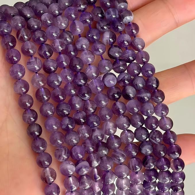 MJDCB Natural Dreamy Amethyst Beads Round Stone Beads DIY Loose Beads - Image 9