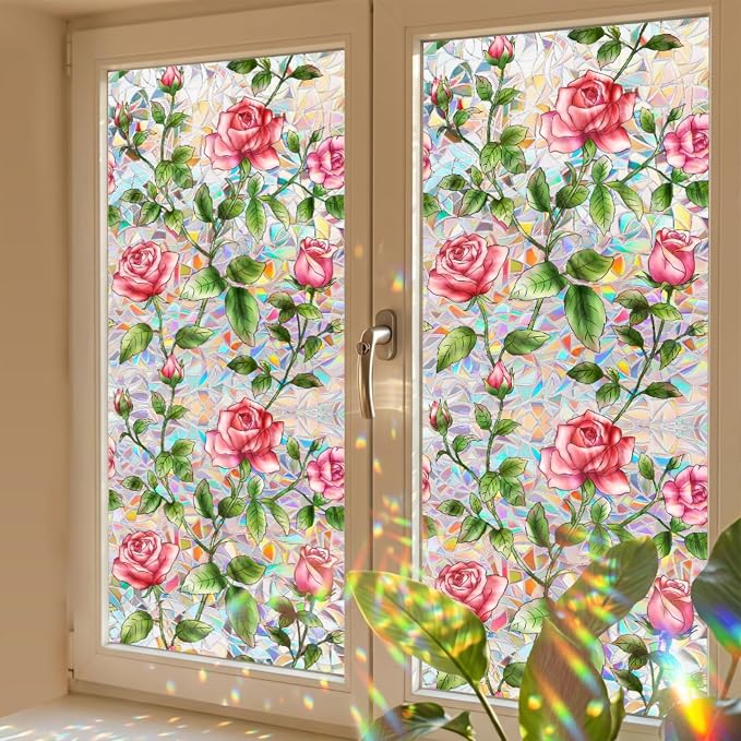 Rose Window Stained Glass Film, Privacy Window Cling - Image 7