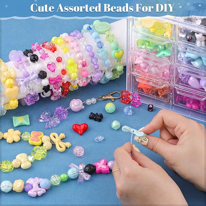 500-550PCS TINKRSTUFF Assorted 8 Colors Mixed Acrylic Beads - Image 4