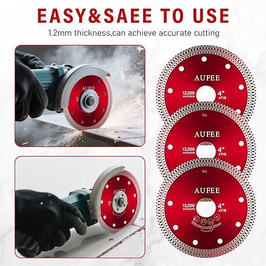5 Pcs Diamond Saw Blades, 4'' Tile Cutting Blades for Angle Grinder, Glass Cutting Disc Grinder Blades for Cutting Porcelain Ceramic Granite Marble (Red)