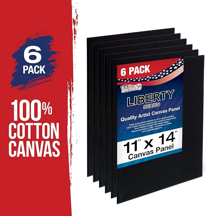 U.S. Art Supply 11 X 14 Inch Black Art Canvas Board Panels 6 Pack - Image 2