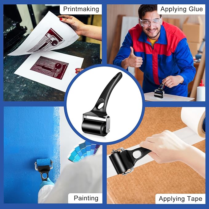 Frienda 2 Pcs 2 Inch Rubber Brayer Rollers, Hard Rubber Rollers Tool - Image 5