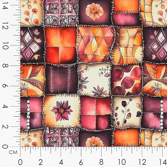 Patchwork Mulled Wine Cotton Fabric Panel – 6 Designs + Bonus Sheet 29.5×19.6 - Image 8