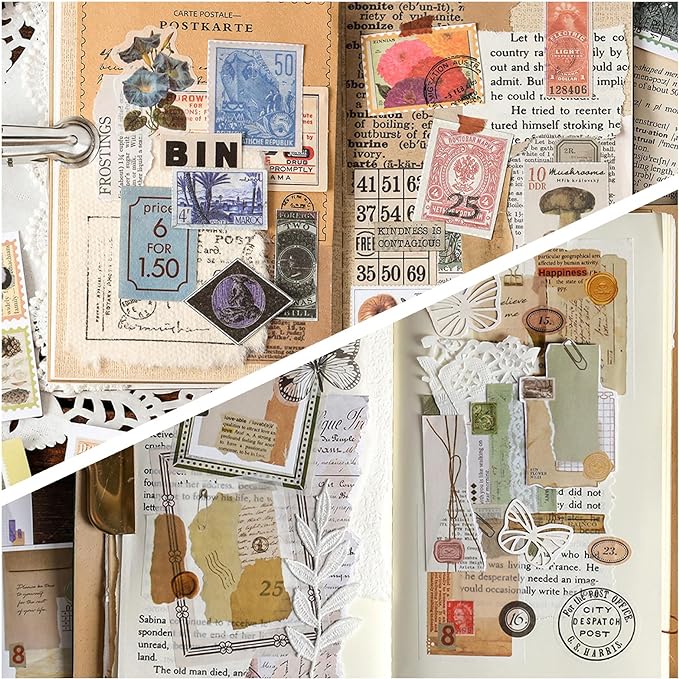 PRSTINCOL 6 Sets 300 Pcs Washi Stickers Book, Vintage Aesthetic Sticker Set - Image 6