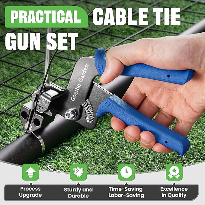 Stainless Steel Cable Tie Gun Set, with 150PCS Metal Zip Ties (Includ 6, 7.8, 9.8, 11.8 Inch), Adjustable Fastening Cutting Tie Tool Sets for Fencing, Exhaust Pipes, Automotive