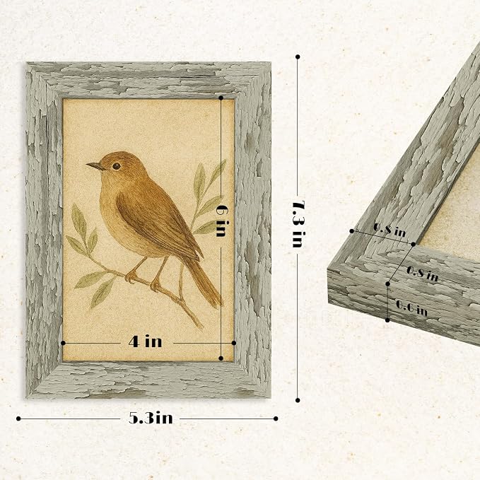 puthiac 4x6 Rustic Farmhouse Picture Frame, Taupe Grey, 1 Pack | Distressed MDF - Image 5