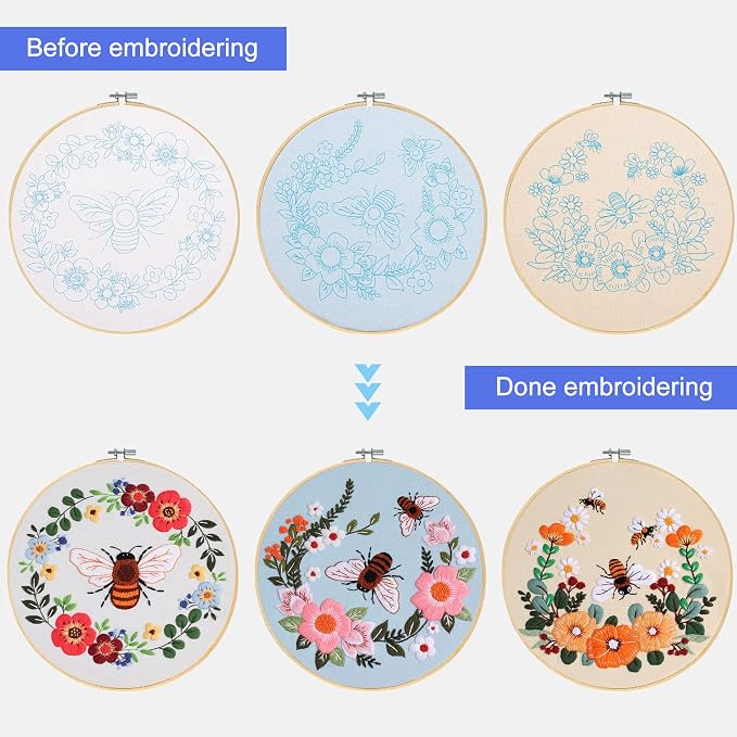 Santune 3 Pack Bee Embroidery Kit - Image 4