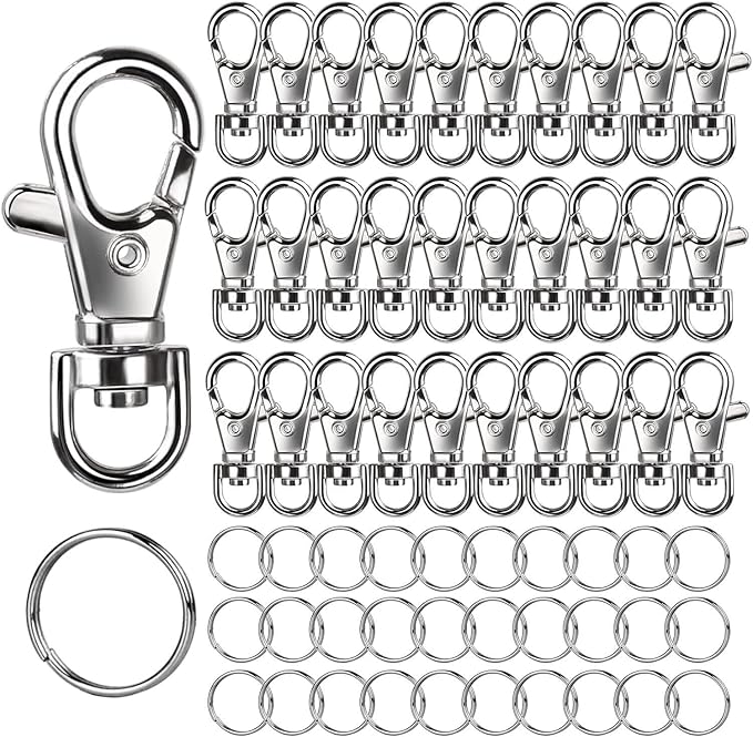 LEOBRO 60PCS Lobster Claw Clasps and Key Rings, Keychain Making kit by LEOBRO
