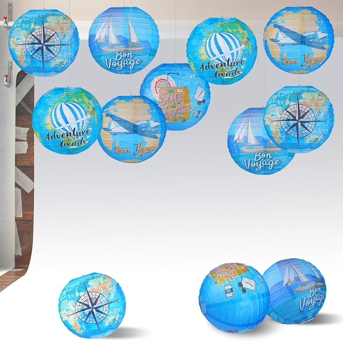 Panelee 12 Pcs Travel Around The World Paper Lanterns Party Decorations 8 Inch - Image 5