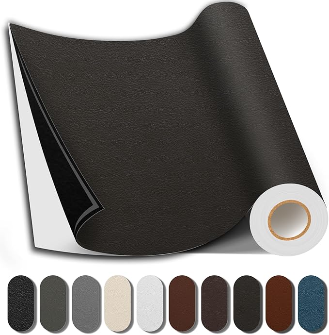 Shagoom Leather Repair Patch, 35X158 Inch Repair Patch Self Adhesive Waterproof, DIY Large Vinyl Patches for Couches, Furniture, Kitchen Cabinets, Wall （Coffee, 35X158 Inch）