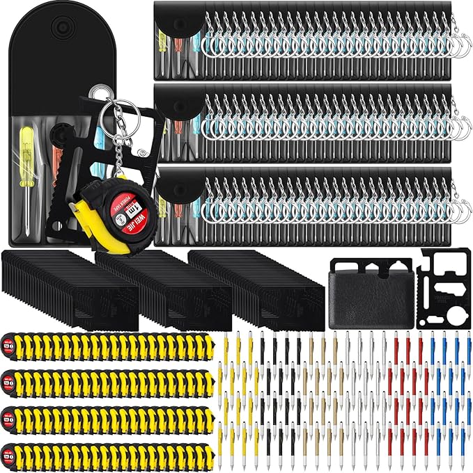 336 Pcs Mini Tape Screwdriver Keychain Set Christmas Men Gifts Bulk Adult Party Favors Multitool Pen Card Tool Measuring Keychains Stocking Christmas Stuffers for Men Dad (Multicolor)