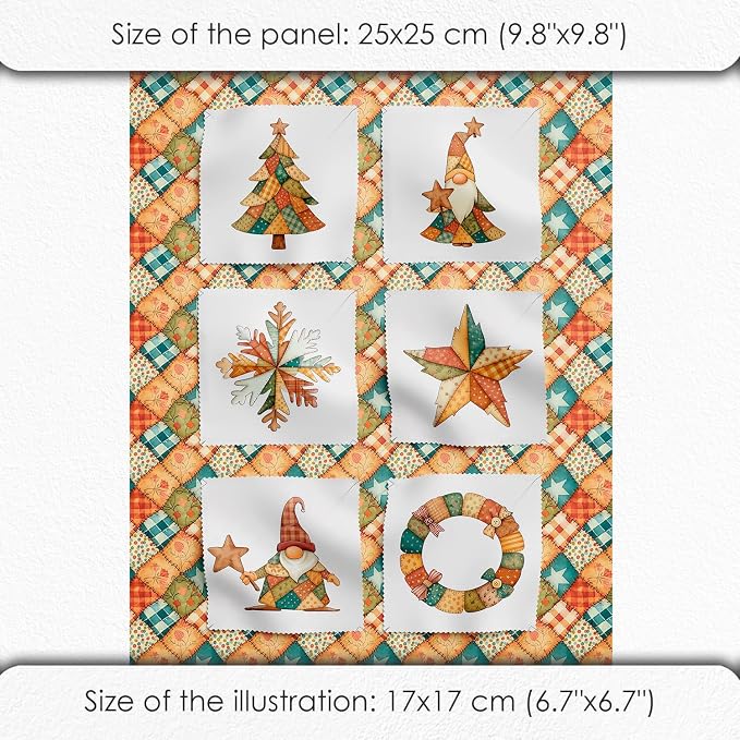 Patchwork Tree Cotton Fabric Panel – Six 10×10 inch Designs + Bonus 29.5×19.6 - Image 6