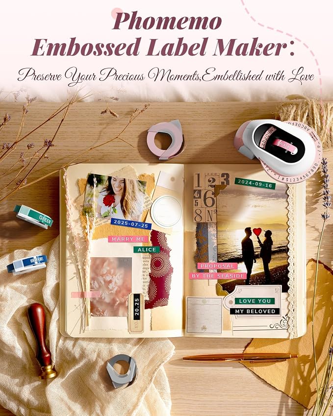 Phomemo Embossing Label Maker Machine, Scrapbook Junk Journal Supplies - Image 2
