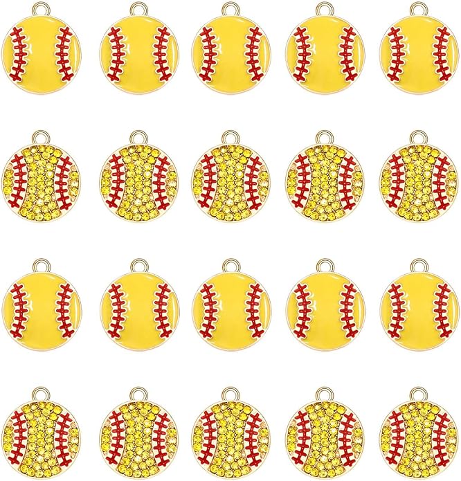 20PCS Sports Charms Enamel Basketball Baseball Pendant Charms by ANGLESJELL