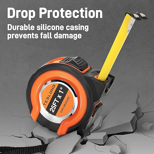 Teslong 3 Pack 25 ft Tape Measure, Retractable Magnetic Measuring Tape, 1/8 Fractions Easy Read Measuring Tape, Self-Locking Tape Measurer with Accuracy 1/32, Magnetic Tip Hook and Belt Clip