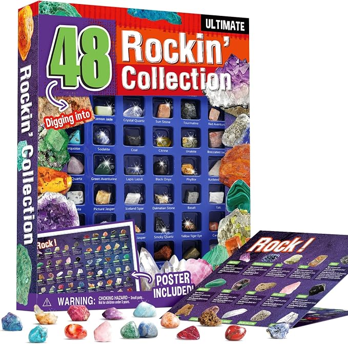 Rock Collection for Kids, Educational Gemstone Collection for Geology Learning by PianoPotato