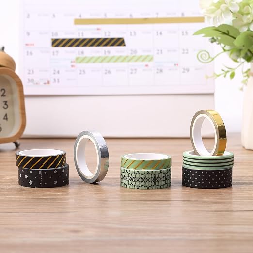 Mr. Pen- Washi Tape Set, 8 Rolls, 5 Yards/Roll | Gold Foil Decorative Tape - Image 6