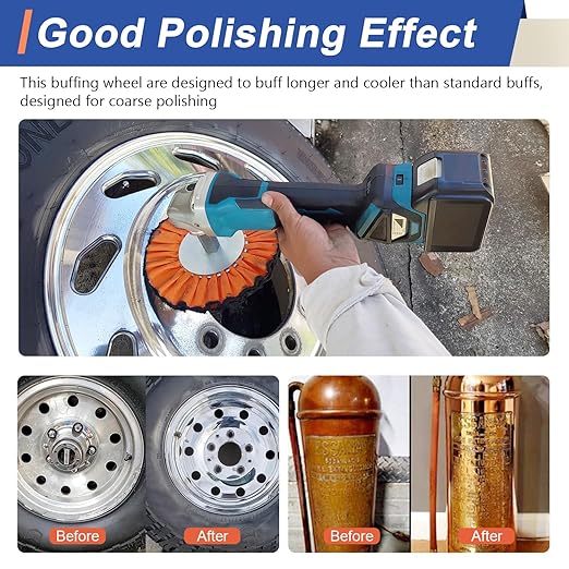 10" Blue Airway Buffing Wheel,5/8'' Arbor Hole,16 Plys/Coarse Polishing for Angle Grinder,2PCs